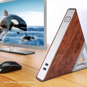 Acute Angle Mini PC 8GB RAM 128 GB SSD Win10 Intel N3450 Computer wood case